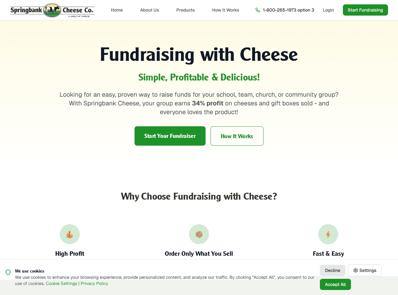 Fundraising with Cheese - Calgary business website by Sunstone Soft