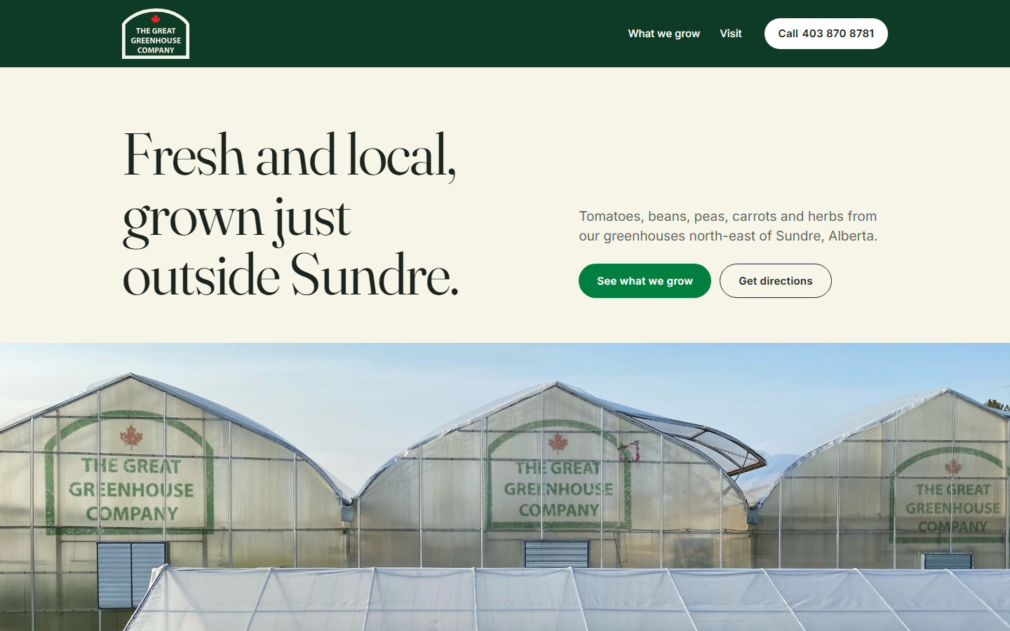 The Great Greenhouse Company website home page